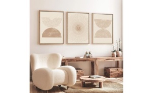 Set tablou decorativ Re-Bloom, 3 piese, MDF/lemn masiv, bej/natur, 50 x 70 cm - Img 2
