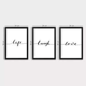 Set tablou decorativ Re-Bloom, 3 piese, MDF/plastic, alb/negru, 24 x 29 cm - Img 3