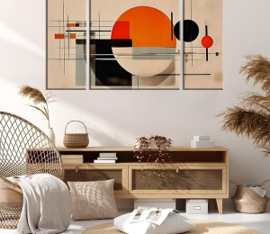 Set tablou decorativ Re-Bloom, 3 piese, panza/lemn, multicolor - Img 3
