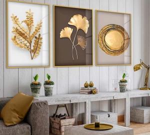 Set tablou decorativ Re-Bloom, 3 piese, sticla temperata/aluminiu, multicolor, 30 x 40 cm - Img 2