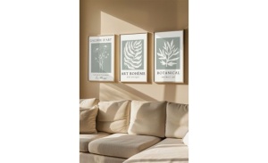 Set tablouri decorative Re-Bloom, 3 piese, lemn masiv/MDF, multicolor, 33 x 48 cm