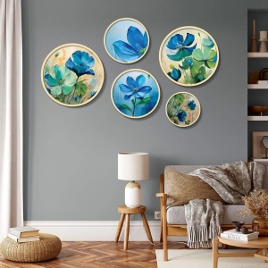 Set tablouri decorative Re-Bloom, 5 piese, model floral, multicolor - Img 2