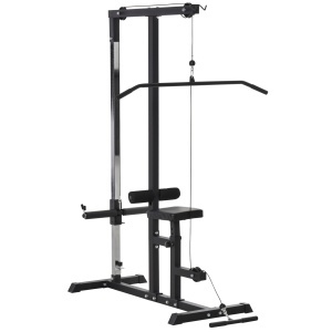 Statie fitness pull-down Re-Bloom, otel/PVC, 107x120x190 cm, banca reglabila, cablu, sezut max 58 cm, 100 kg, negru - Verificat A · Re-Bloom