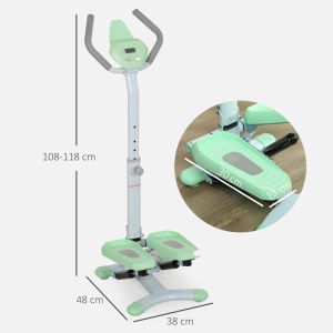 Stepper fitness Re-Bloom, cu manere reglabile, ecran LCD, otel/ABS, alb/verde, 48 x 38 x 108-118 cm, Resigilat, Grad A - Img 2