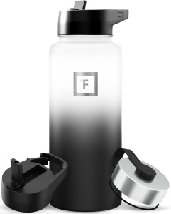 Sticla din otel inoxidabil IRON °FLASK, 3 capace, rece 24 ore / cald 12 ore, izolata, alb/negru, fara BPA, 950 ml