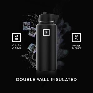 Sticla din otel inoxidabil IRON °FLASK, 3 capace, rece 24 ore / cald 12 ore, izolata, negru, fara BPA, 950 ml - Img 3