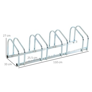 Suport biciclete otel zincat, 4 locuri, modular, 110x33x27cm, Argintiu - Verificat A · Re-Bloom - Img 3