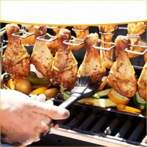 Suport cu tava pentru pulpe Mountain Grillers, otel inoxidabil, argintiu, 44,4 x 13,9 x 16,5 cm - Img 4