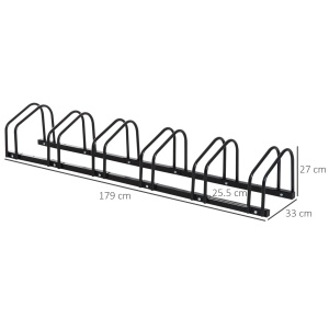 Suport parcare 6 biciclete, otel zincat Q235, modular, 179x33x27cm, Negru - Verificat A · Re-Bloom - Img 3