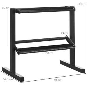 Suport pentru gantere Re-Bloom, 2 nivele, otel, negru, 94 x 52,5 x 82 cm, Resigilat, Grad A - Img 2