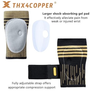 Suport pentru incheietura mainii Thx4COPPER, negru/galben, XL - Img 4