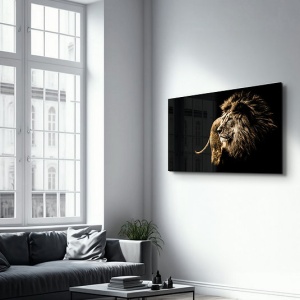 Tablou de perete Re-Bloom, model leu, sticla securizata, maro/negru, 70 x 110 cm - Img 2