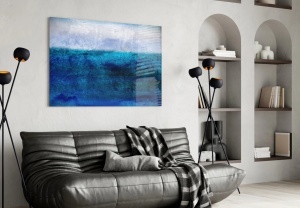 Tablou decorativ pe sticla securizata, 70x110 cm, imprimare UV, margini lucioase, albastru/gri - Verificat A · Re-Bloom - Img 3