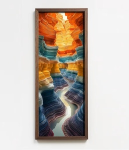 Tablou decorativ Re-Bloom, lemn masiv/MDF, multicolor, 40 x 120 cm