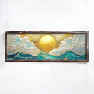 Tablou decorativ Re-Bloom, MDF/lemn masiv, multicolor, 40 x 120 x 3,5 cm