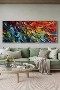 Tablou decorativ Re-Bloom, MDF/lemn masiv, multicolor, 50 x 120 cm - Img 2
