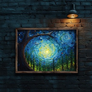 Tablou decorativ Re-Bloom, MDF/lemn masiv, multicolor, 50 x 70 x 3,5 cm - Img 2