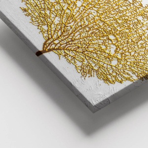 Tablou decorativ Re-Bloom, model copac, panza/lemn, alb/auriu, 100 x 140 cm - Img 2