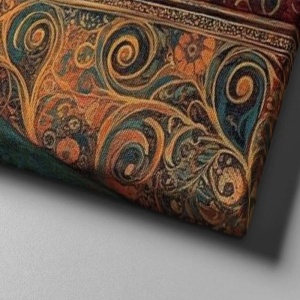 Tablou decorativ Re-Bloom, model femeie si pisica, panza/lemn, multicolor, 70 x 100 cm - Img 3