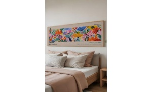 Tablou decorativ Re-Bloom, model floral, lemn masiv/MDF, multicolor, 33 x 70 cm - Img 4