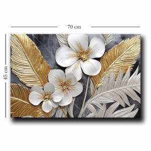 Tablou decorativ Re-Bloom, model floral, panza/lemn, multicolor, 45 x 70 cm - Img 2
