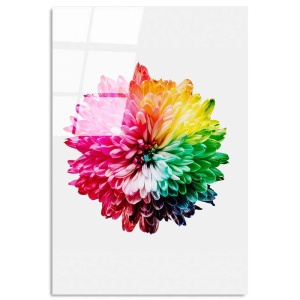Tablou decorativ Re-Bloom, model floral, sticla temperata, multicolor, 70 x 100 cm - Img 6