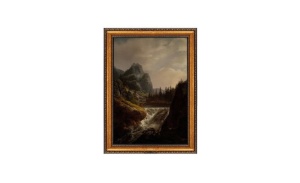 Tablou decorativ Re-Bloom, model peisaj, panza/lemn, multicolor, 50 x 70 cm