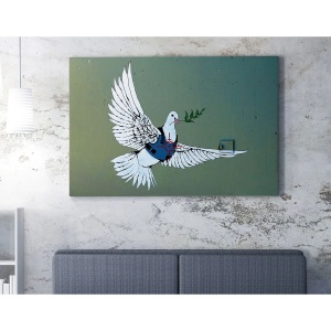 Tablou decorativ Re-Bloom, model porumbel, panza/lemn, multicolor, 70 x 100 cm - Img 4