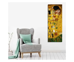 Tablou decorativ Re-Bloom, model Sarutul, lemn/panza, multicolor, 30 x 80 cm - Img 2