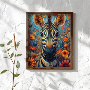 Tablou decorativ Re-Bloom, model zebra, MDF/lemn masiv, multicolor, 35 x 47 x 3,5 cm - Img 2