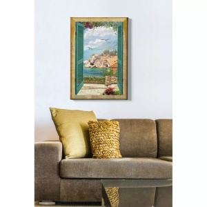 Tablou decorativ Re-Bloom, panza/lemn, multicolor, 50 x 70 cm - Img 5
