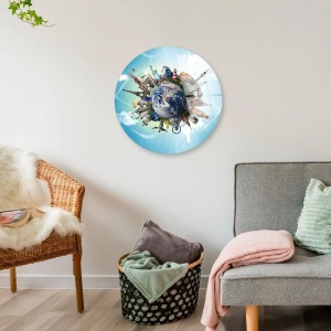 Tablou decorativ Re-Bloom, sticla calita, multicolor, 30 cm - Img 2