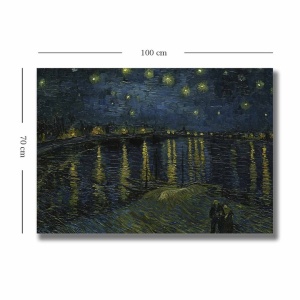 Tablou decorativ Re-Bloom, Vincent van Gogh, panza/lemn, albastru inchis/galben, 70 x 100 cm - Img 3