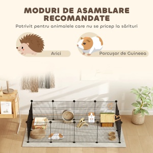 Tarc modular pentru animale de talie mica, otel/ABS, negru, 140 x 70 x 35 cm, Resigilat, Grad A - Img 6
