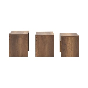 Triplu set 3 masute cafea living 55x40x47 cm, PAL 16mm melamina 100%, design cuiburi, nuc - Verificat A · Re-Bloom - Img 3