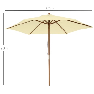 Umbrela de gradina patrata Re-Bloom, poliester 180g/lemn, diametru 250 cm, inaltime 245 cm, suport 38mm, 6 kg, crem - Verificat A · Re-Bloom - Img 3