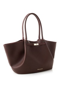 Vince Camuto geanta tote piele ecologica, 27x52x13 cm, inchidere capse, detalii aurii, logo, visiniu - Verificat A · Re-Bloom - Img 3