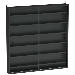 Vitrina pentru depozitarea jucariilor Re-Bloom, PAL/sticla, negru, 80 x 9,5 x 83 cm, Resigilat, Grad A