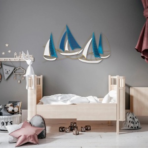 Wallxpert decor de perete din metal, 126x70 cm, grosime 1.5mm, 2.31 kg, agatatoare inclusa, auriu/albastru - Verificat B · Re-Bloom - Img 3