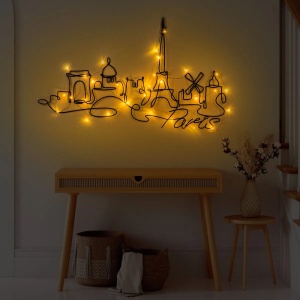 Wallxpert decor de perete din metal 69x120 cm, grosime 1.5mm, 3xAA, IP20, max 3.15W, design modern, negru - Verificat A · Re-Bloom - Img 2