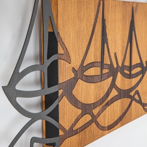 Wallxpert decor de perete metal/lemn, 74x57.5 cm, metal 1.2mm + cadru lemn 3cm, negru/nuc - Verificat A · Re-Bloom - Img 4