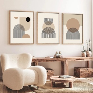 Wallxpert set 3 tablouri decorative cu rama, 3x50x35 cm, MDF 3mm, cadru lemn masiv 2 cm, multicolor - Verificat A · Re-Bloom - Img 2