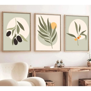 Wallxpert set 3 tablouri decorative cu rama, 3x50x70 cm, MDF 3mm, cadru lemn masiv 2.5 cm, multicolor - Verificat A · Re-Bloom