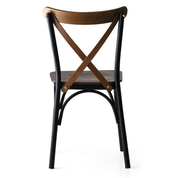 Woody Fashion set 4 scaune dining 42x41x84 cm, cadru metal 100%, sezut si spatar lemn, inaltime sezut 50 cm, 200 kg, maro inchis - Verificat A · Re-Bloom - Img 2