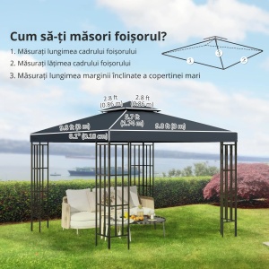 Acoperis de schimb pentru foisor Re-Bloom, poliester, 3x3 m, tesatura margine 18 cm, gri antracit - Verificat A · Re-Bloom - Img 2