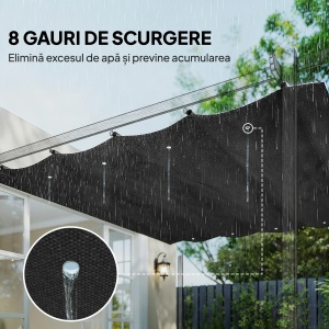 Acoperis retractabil pergola Re-Bloom, poliester, 286x245 cm, protectie UV30+, gri inchis - Verificat A · Re-Bloom - Img 4
