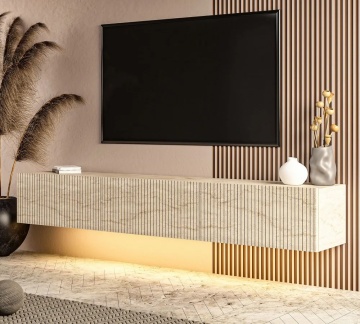 Ada comoda TV de perete cu LED 180x28.6x31.4 cm, PAL melaminat, travertin bej - Verificat A · Re-Bloom - Img 4