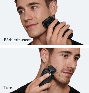 Aparat electric de ras Braun Series 3+ 3000BT, 3 Lame Flexibile, Microcomb pentru eficienta, Accesoriu de tuns barba, +5 piepteni, Utilizare umeda/uscata, Fabricat In Germania, Gri, Resigilat, Grad A - Img 3