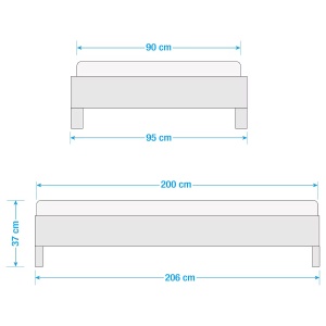 AresWOOD cadru pat 90x200 cm, lemn masiv stejar uleiat, 37 cm inaltime, dezasamblat - Verificat A · Re-Bloom - Img 5