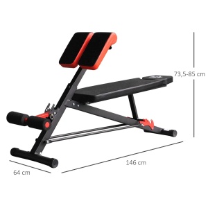 Banca fitness reglabila, pentru antrenament complet, otel/spuma EVA, rosu/negru, 64 x 146 x 73,5-85 cm, Resigilat, Grad A - Img 5
